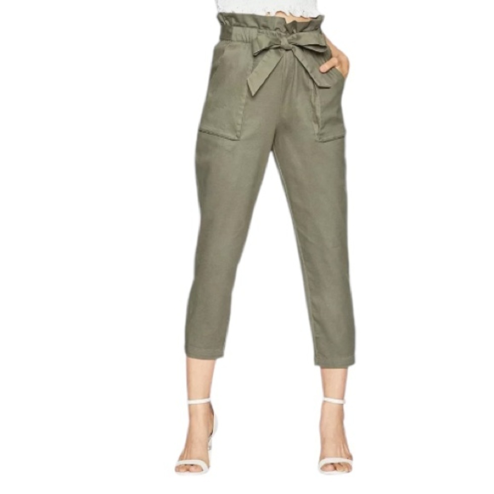 BCBGeneration Green Paper Bag Tie Waist Pants Size Medium